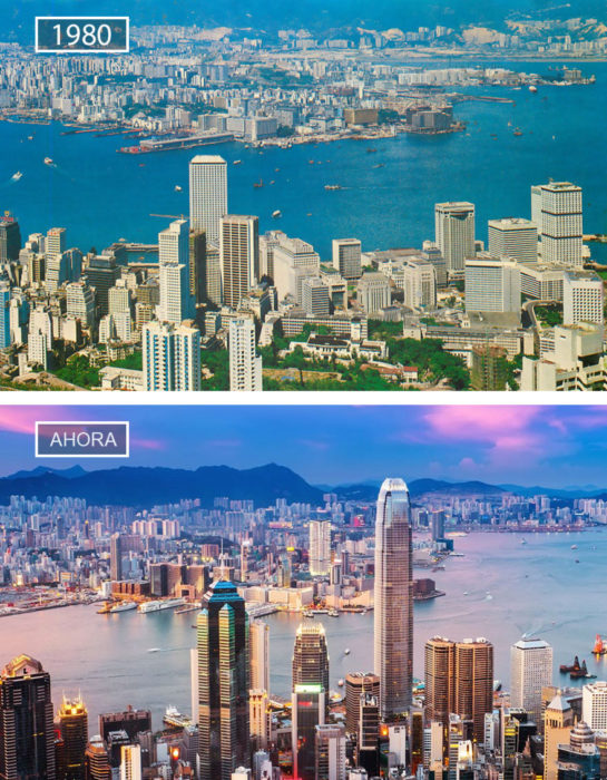 Foto de Hong Kong en 1980 y ahora