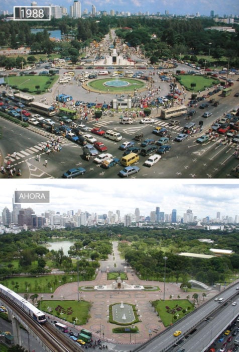 Foto de Bangkok en 1988 y ahora