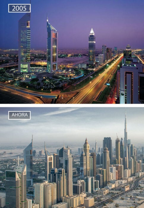 Foto de Dubai en 2005 y ahora