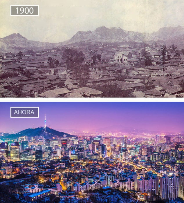 Foto de Seúl en 1900 y ahora