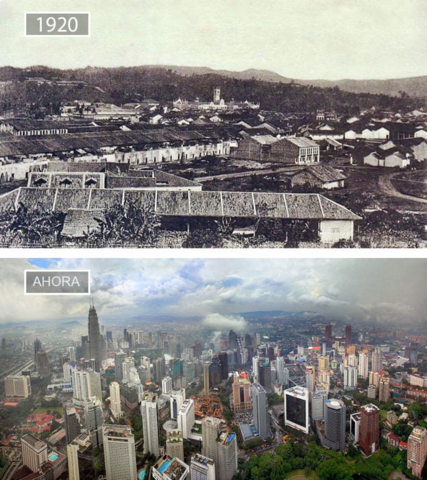 Foto de Kuala Lumpur en 1920 y ahora