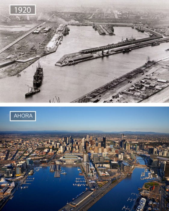 Foto de Melbourne en 1920 y ahora