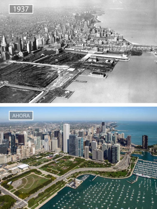 Foto de Chicago en 1937 y ahora