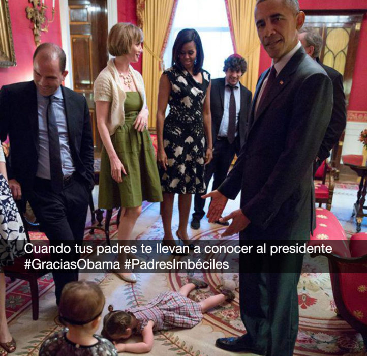 foto niña haciendo berrinche con obama