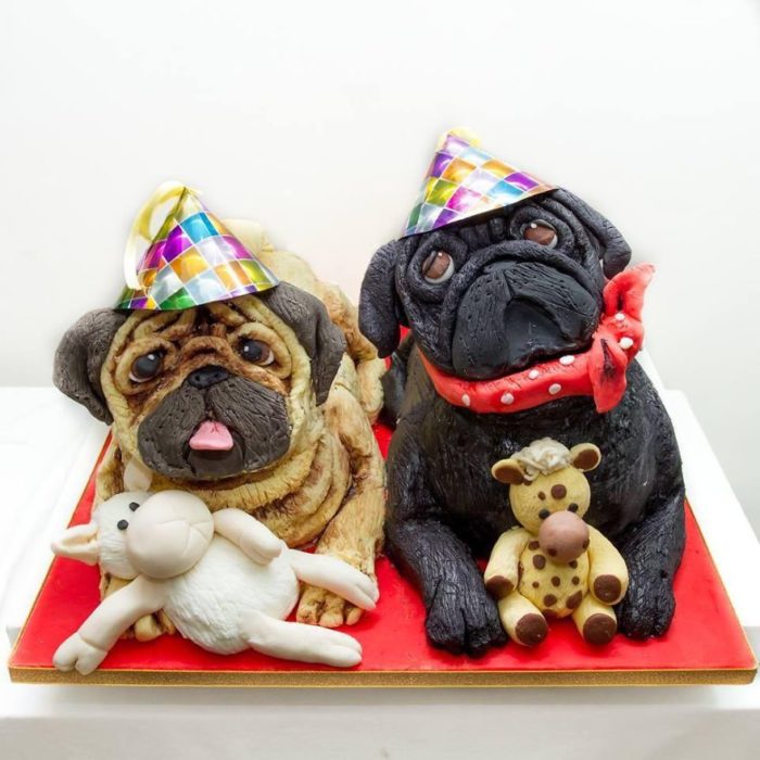 Pastel de dos pugs