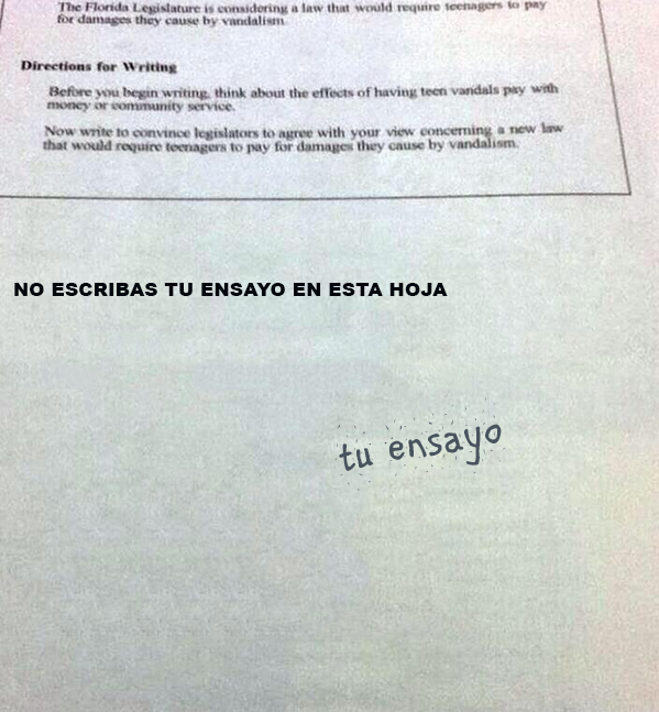 Respuestas ingeniosas. No escriba sstu ensayo