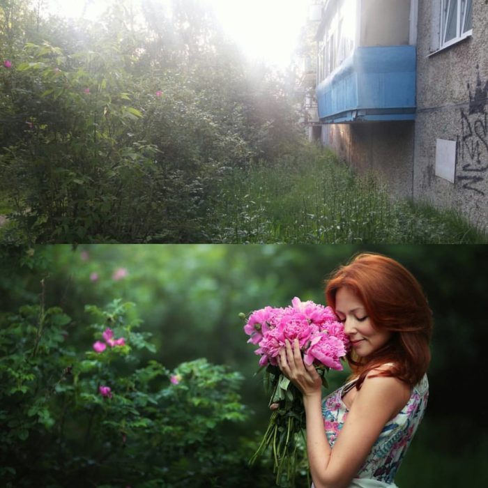 imágen mujer con flores