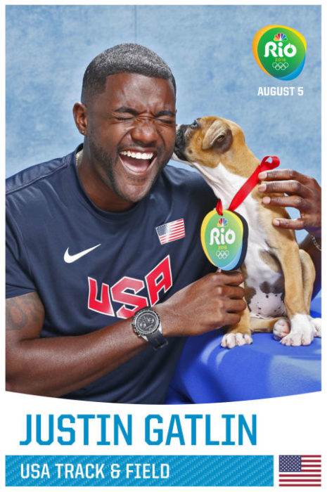 justin gatlin y cachorro