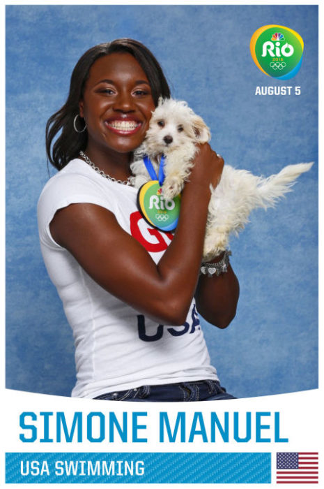 simone manuel y cachorro