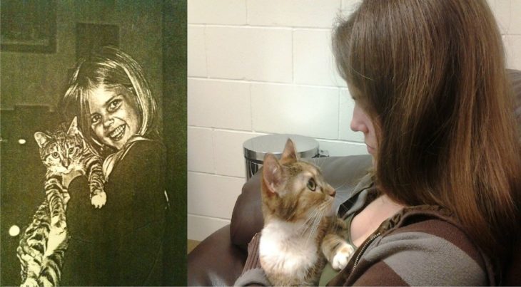 muchacha y su gato antes y después