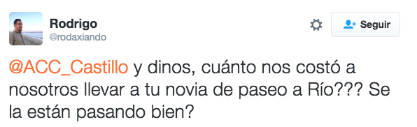 tuit sobre la parición de la novia en Río de Janeiro