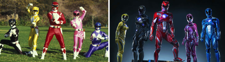 Foto de los Power Rangers en los 90's y foto de los Power Rangers en 2016