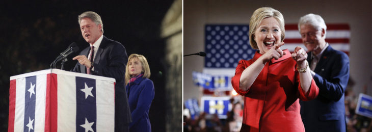 Foto de Bill Clinton rumbo a la presidencia y foto de Hillary Clinton rumbo a la presidencia