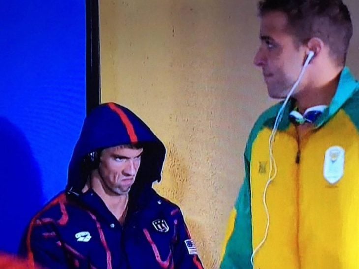 PhelpsFace cara de michael phelps frente a su contrincante afroamericano