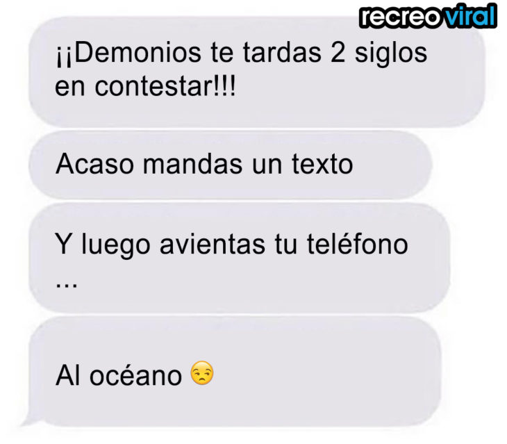 mensaje de texto avientas tu celular al océano