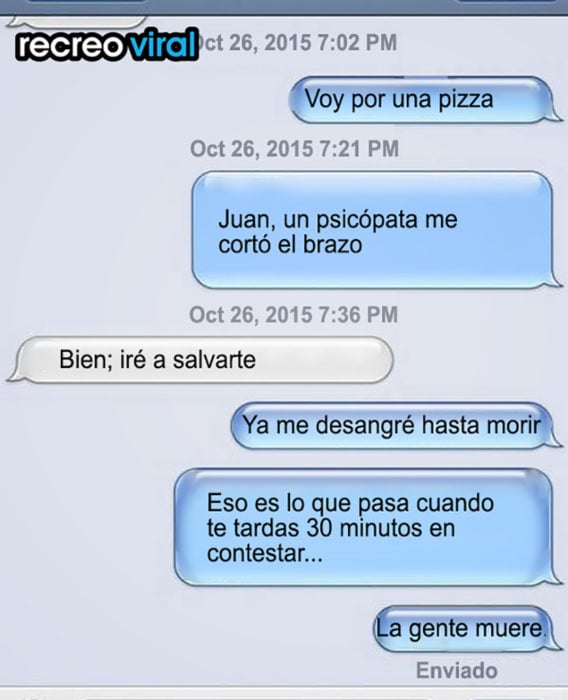 mensjae de texto voy por una pizza