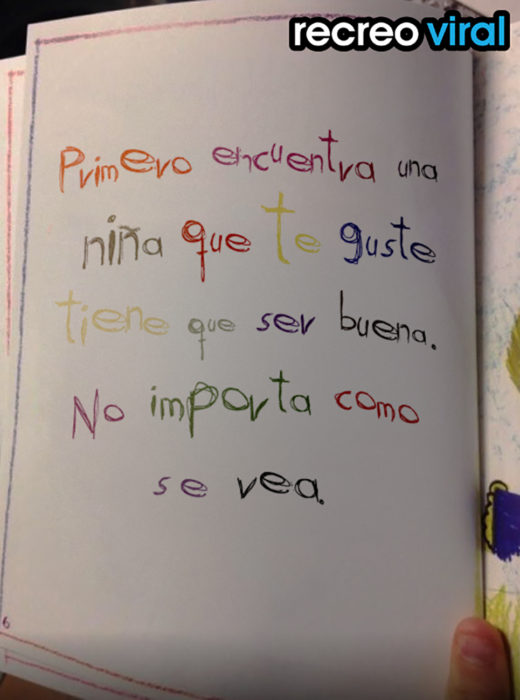 encuentra una niña que te guste papel escrito por niño