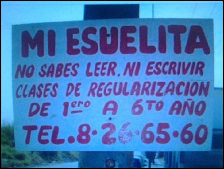 cartel mi escuelita faltas ortográficas 