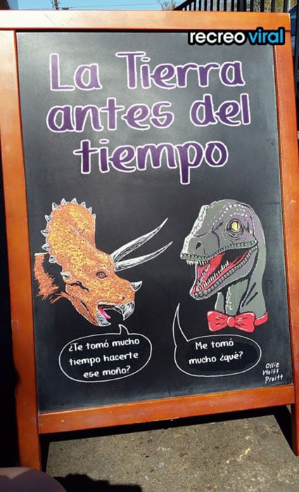 letrero conversación entre dinosaurios