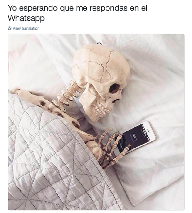 esqueleto al lado de un celular