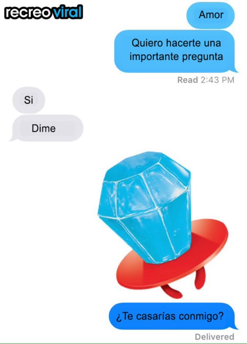 mensaje de texto con imagen de anillo de dulce