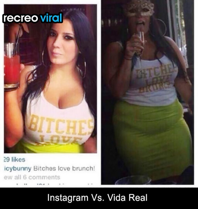 mujer instagram vs vida real