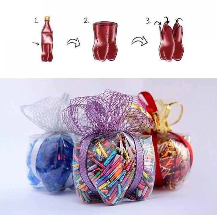 cajas de regalo hechas de botellas de plástico