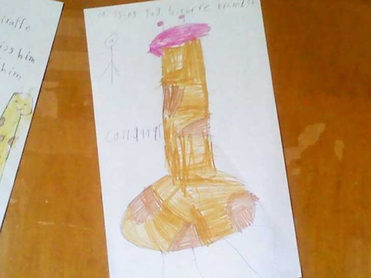 dibujo de jirafa hecho por un niño