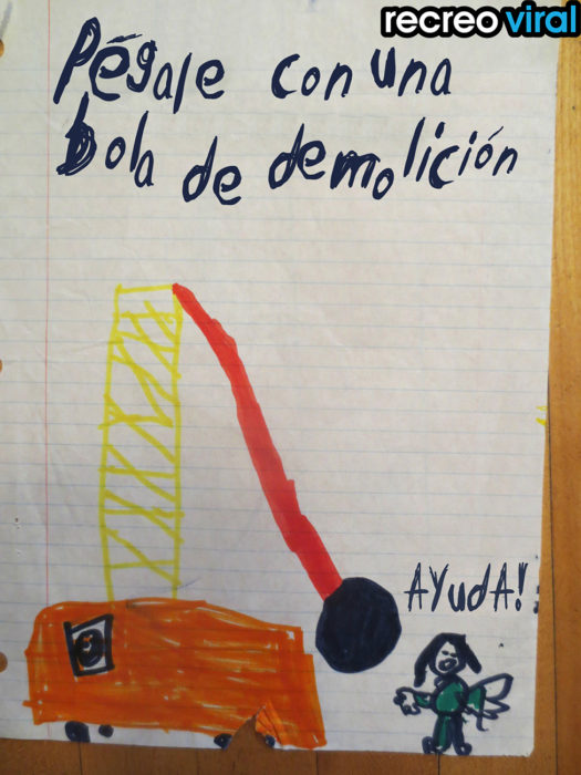 dibujo de bola de demolición hecho por un niño