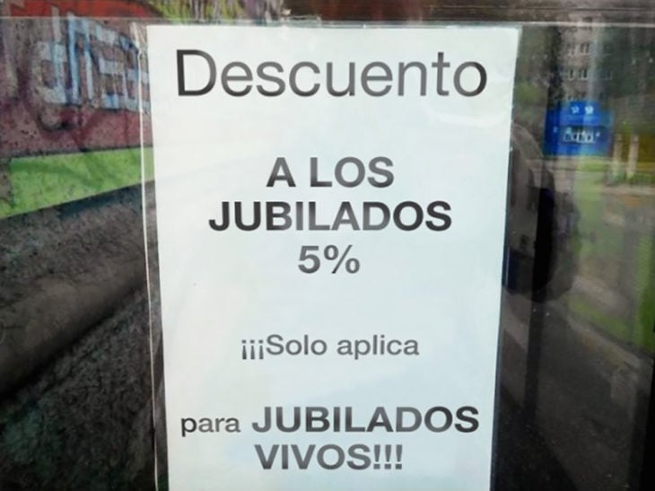 cartel descuento a jubilados