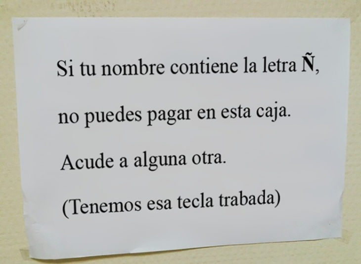 cartel no tenemos la letra ñ