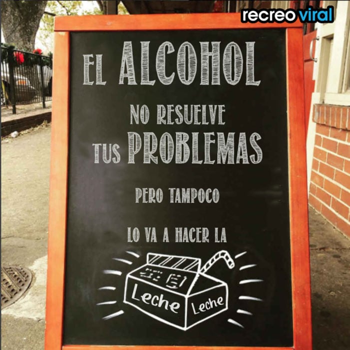 cartel con frase divertida para bar