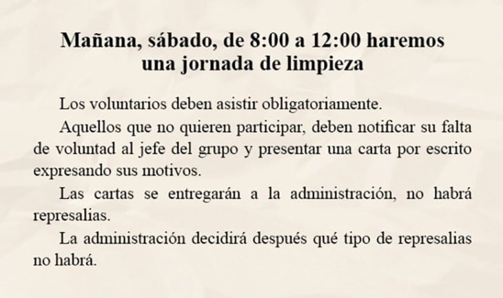 comunicado jornada de limpieza