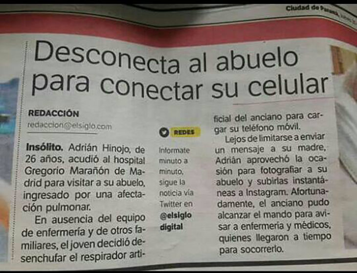 desconecta al abuelo para conectar su celular