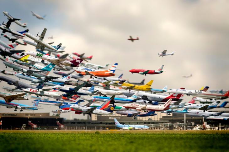 foto de aviones larga expocision 