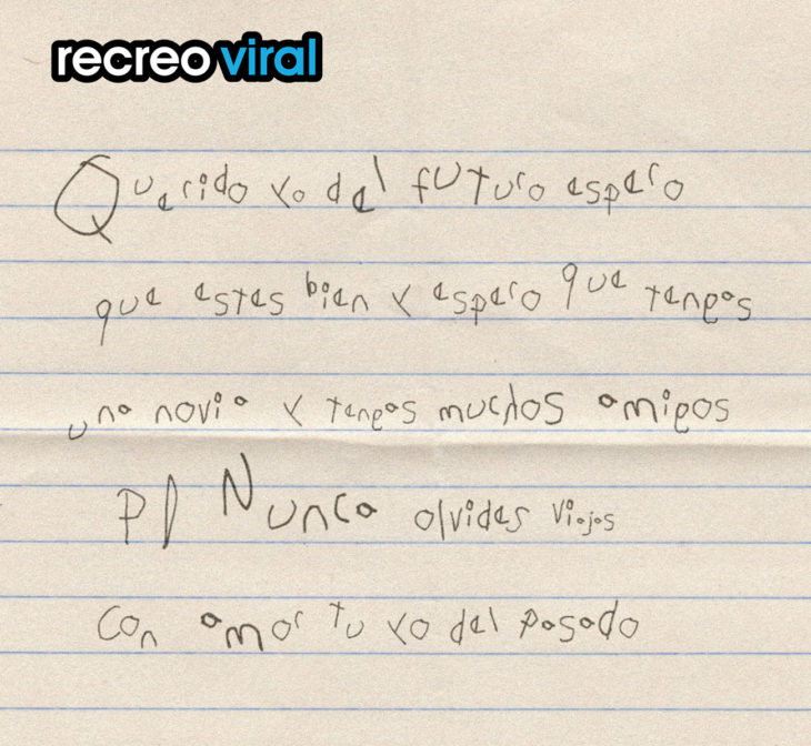 carta de niño a sí mismo