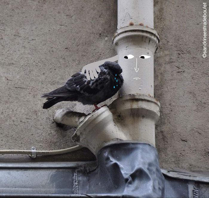 Arte en las calles de París - Consolando una paloma