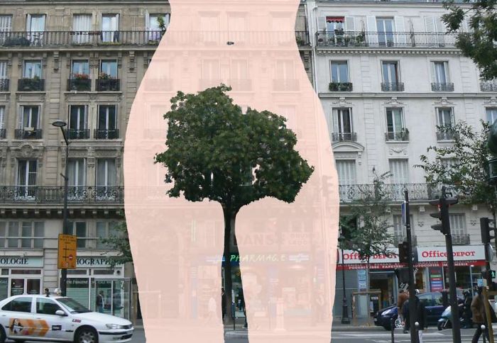 Arte en las calles de París - mujer arbusto