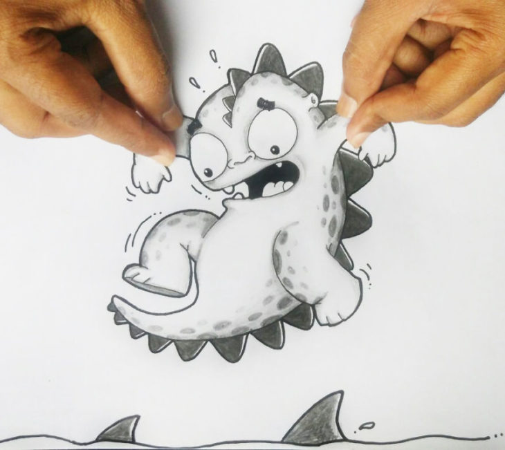 Animaciones Drogo con miedo a tiburones