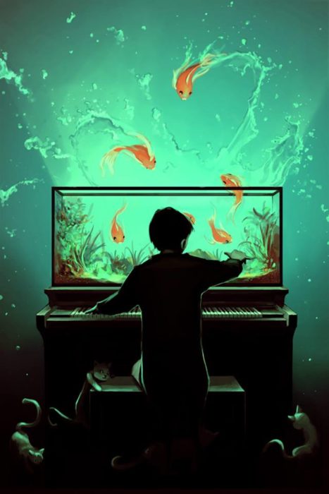 Ilustraciones Cyril Rolando - niño pecera