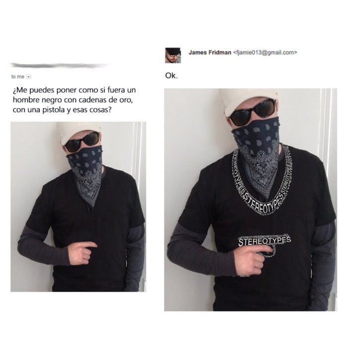 James Fridman- foto de hombre le pide que lo haga lucir como negro