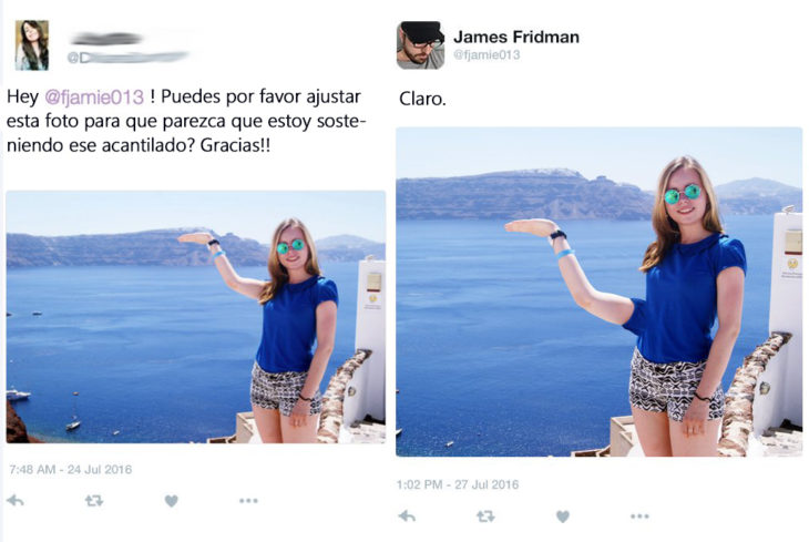 James Fridman- le pide sostener el acantilado