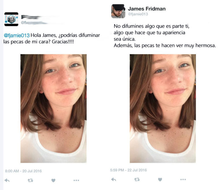 James Fridman- le pide quitarle las pecas