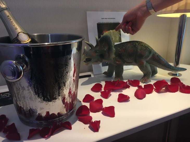 Peticiones absurdas hoteles - Champagne, pétalos de rosa y un dinosaurio de plástico