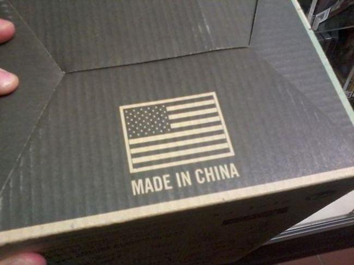 Made in China con la bandera de EEUU