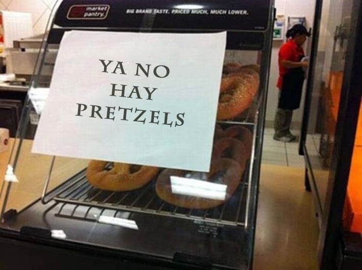 Negocio dice que ya no hay pretzels y está lleno de pretzels