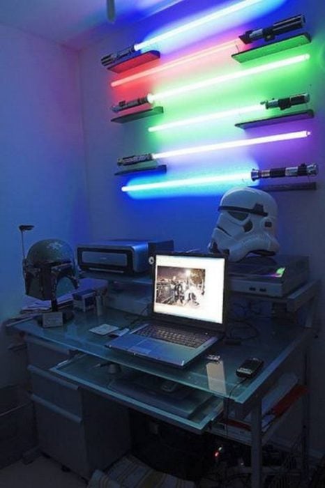 habitación con láser de star wars 