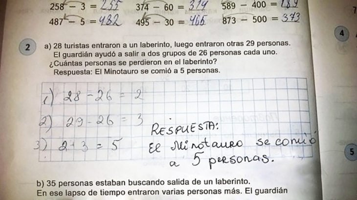 respuesta hilarante de un niño a pregunta matemática