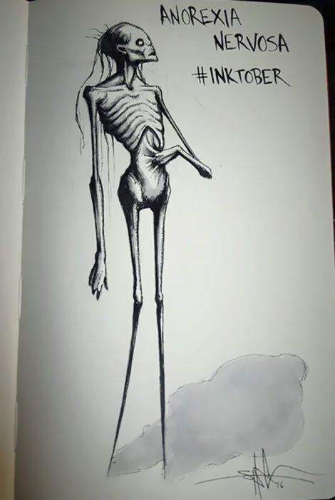 anorexia ilustración 