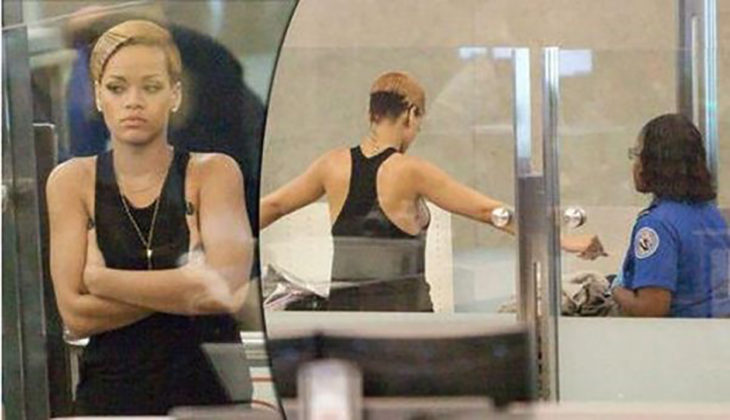 rihanna pasando seguridad en aeropuerto